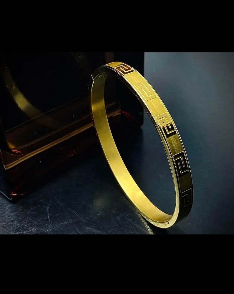 Gold Greek Key Pattern Bangle