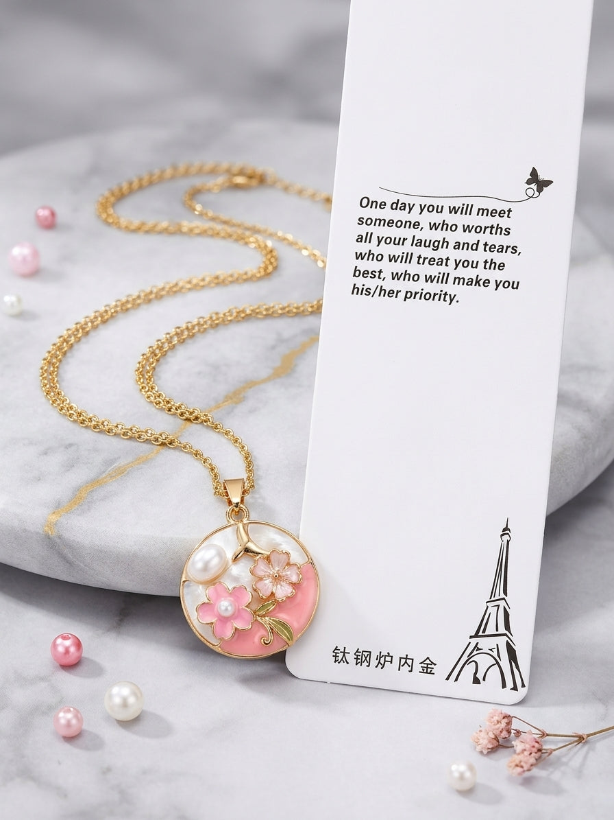 Floral Pearl Pendant Necklace
