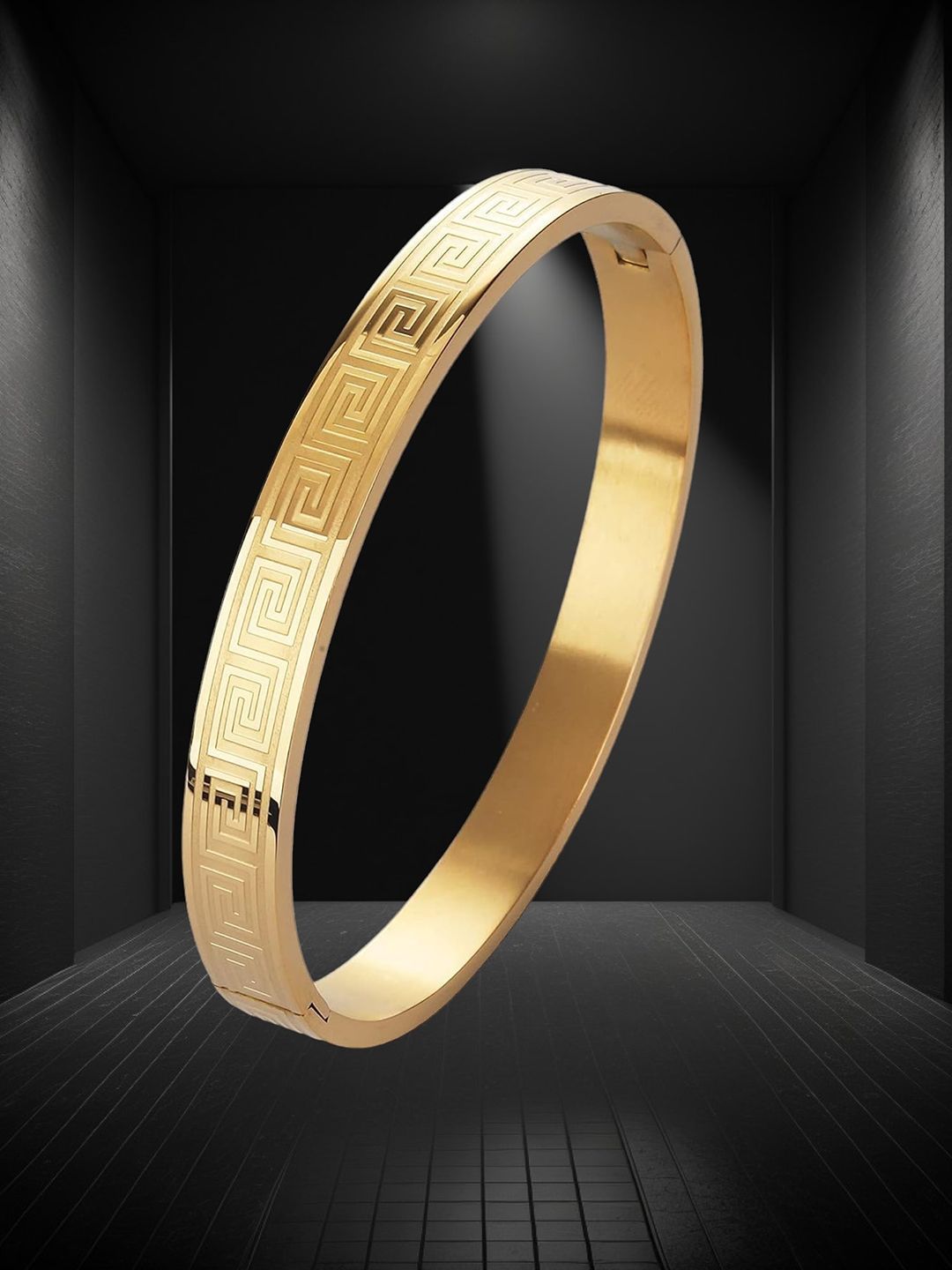 Gold Greek Key Pattern Bangle