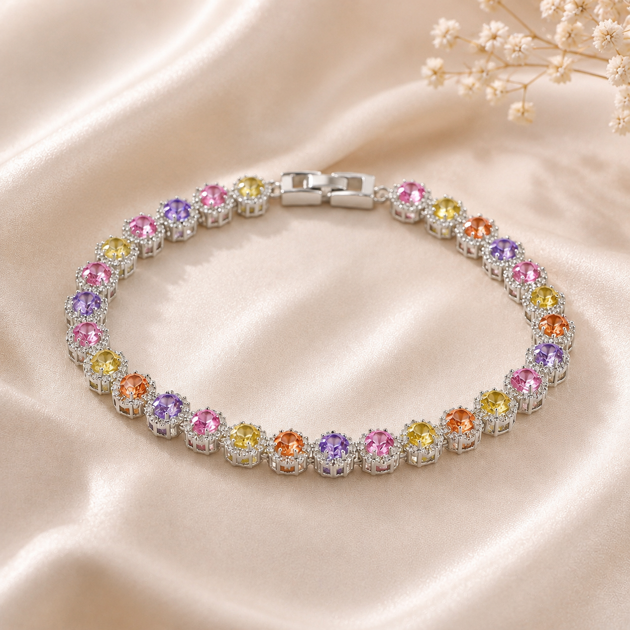 Multicolor Crystal Tennis Bracelet
