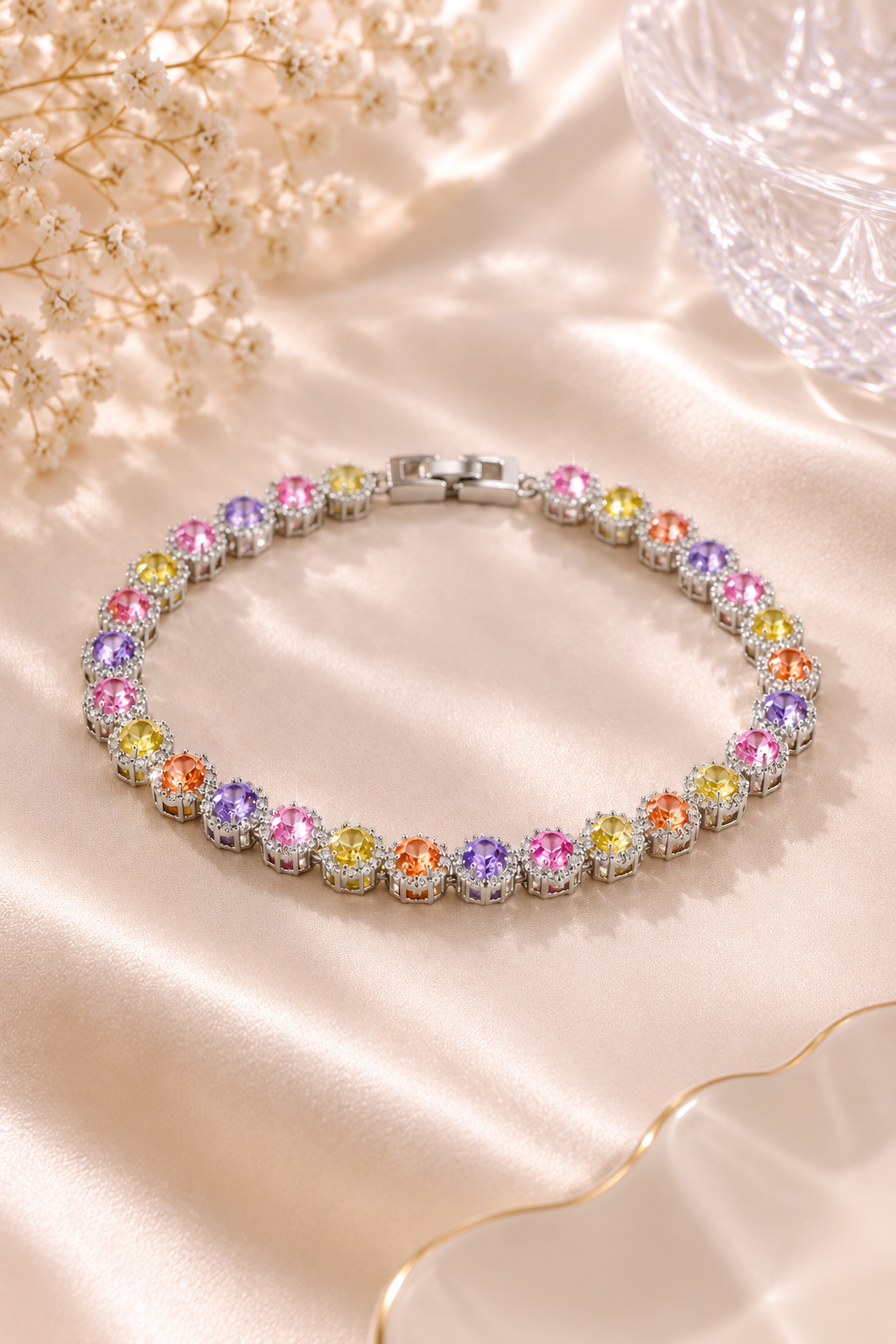 Multicolor Crystal Tennis Bracelet