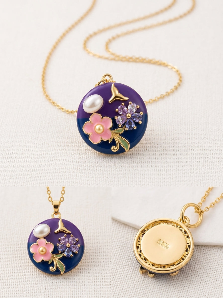 Floral Pearl Pendant Necklace