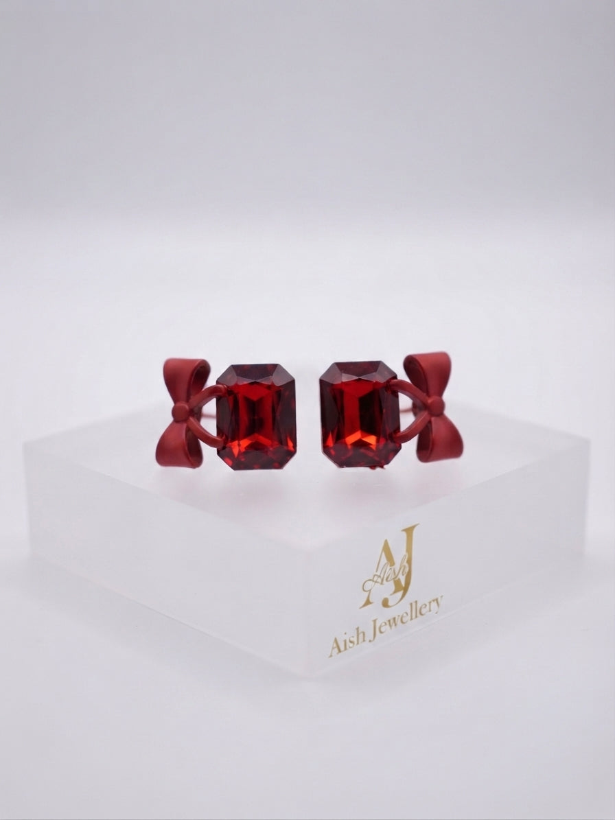 Cute Bow Crystal Statement Earrings