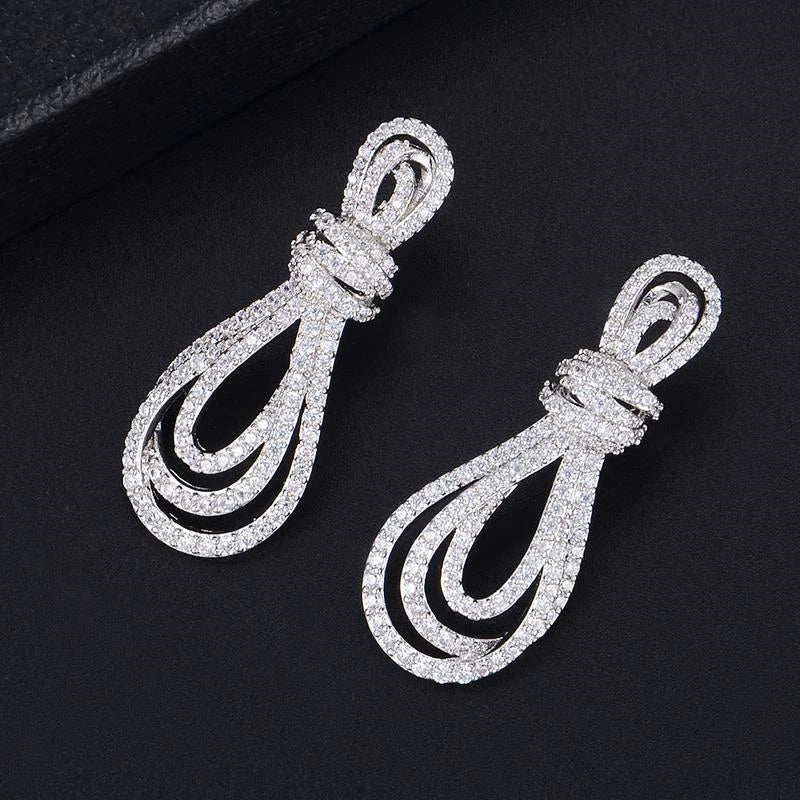 Royal Bowtie Zirconia Drop Earrings