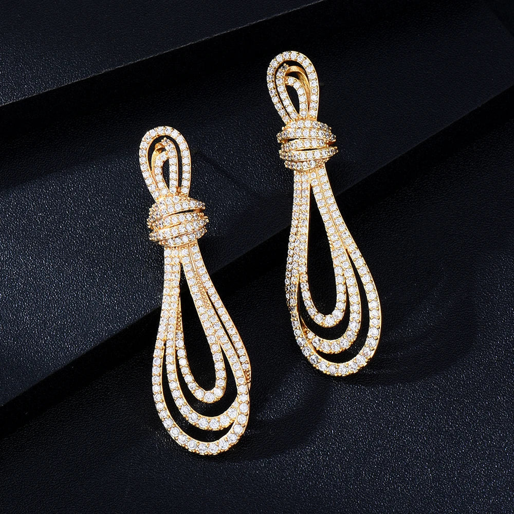 Royal Bowtie Zirconia Drop Earrings