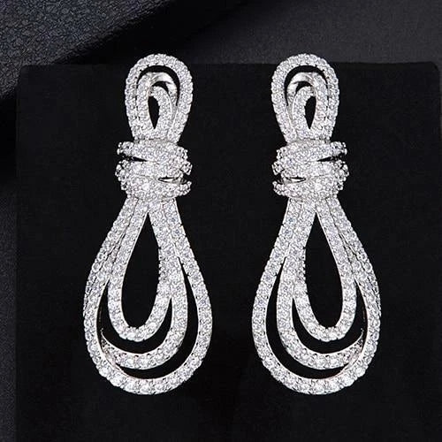 Royal Bowtie Zirconia Drop Earrings