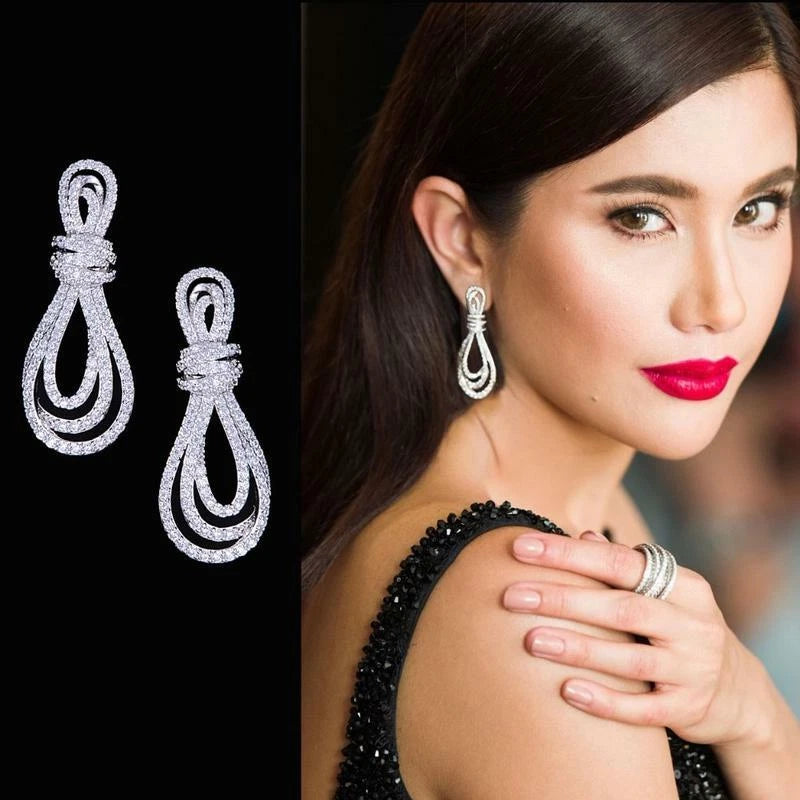 Royal Bowtie Zirconia Drop Earrings
