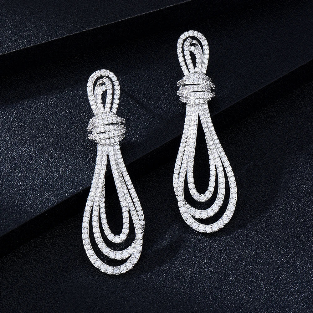 Royal Bowtie Zirconia Drop Earrings