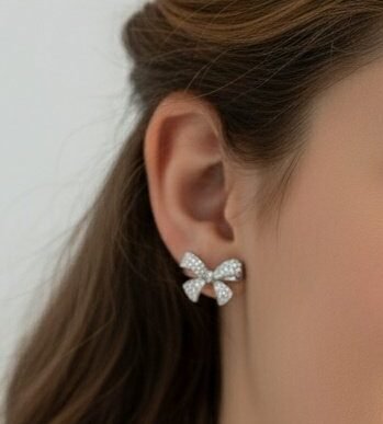 Sterling Silver Bow Stud Earrings