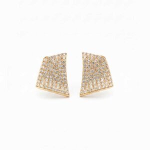 Golden and Silver Pave Trapezoid S925 Stud Earrings
