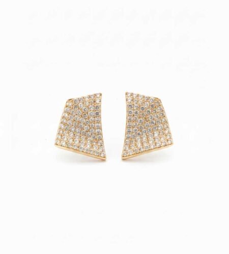 Golden and Silver Pave Trapezoid S925 Stud Earrings