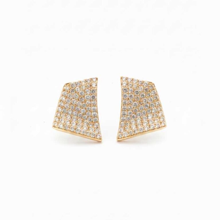 Golden and Silver Pave Trapezoid S925 Stud Earrings