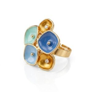 Ocean Mist & Floral Enamel Statement Ring