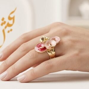Golden Pastel Pink Whirlpool Ring