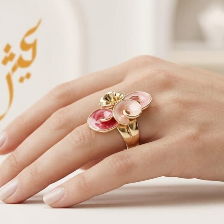 Golden Pastel Pink Whirlpool Ring