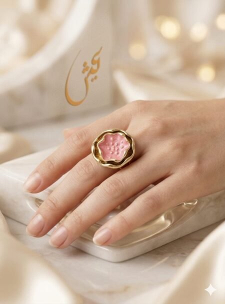 Golden Blossom Pink Lotus Ring