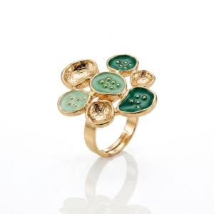 Emerald Bloom Adjustable Floral Statement Ring