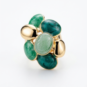 Jade Blossom Adjustable Statement Ring